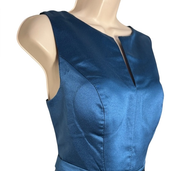 TS Couture A-Line Corset Back Puff Dress Womens Size L Blue Satin Gown Dress - Picture 3 of 15